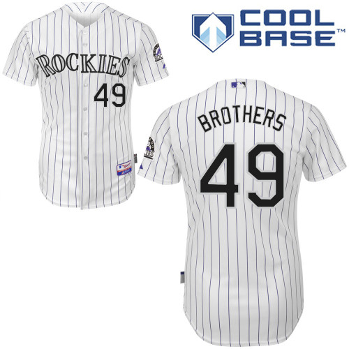 Rex Brothers #49 MLB Jersey-Colorado Rockies Men's Authentic Home White Cool Base Baseball Jersey